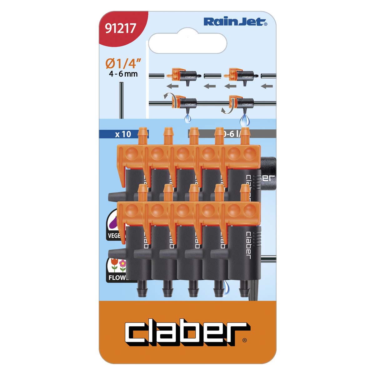 Claber 91217 – Csepegtető 0–6 L/óra (10 db/csomag)