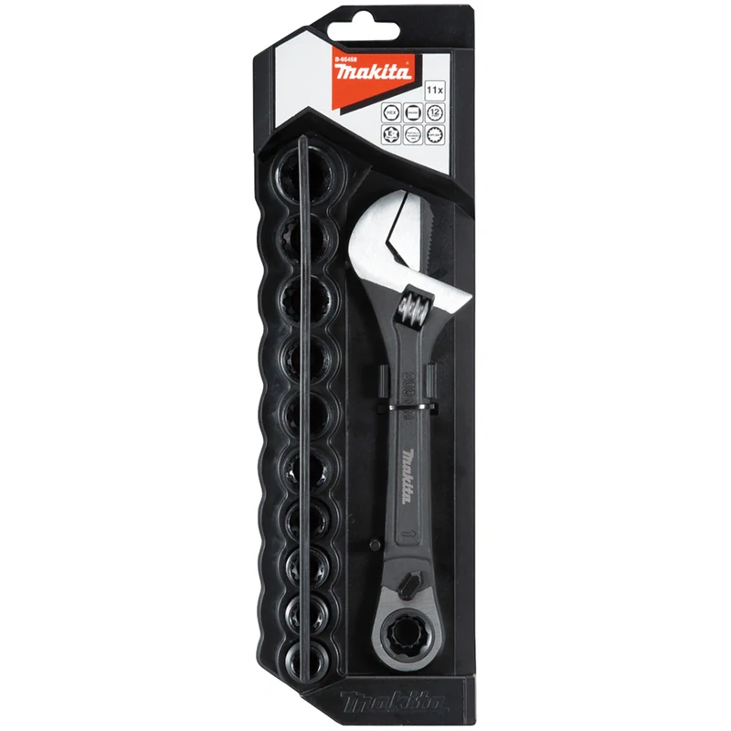 Makita B-65458 –állítható villáskulcs racsnival. 10 darabos készlet