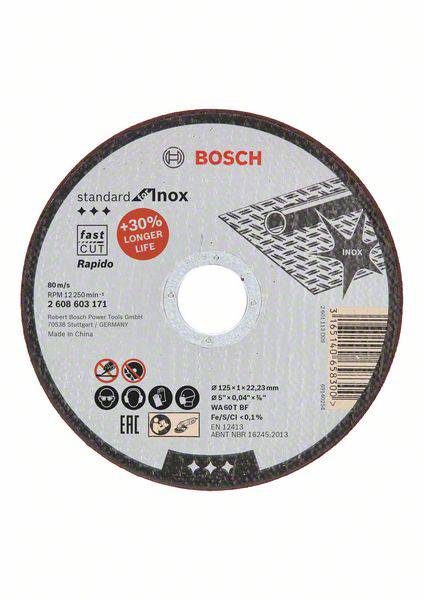 BOSCH Vágótárcsa 125 × 1 mm – 10 darabos készlet